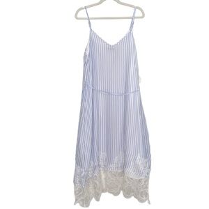 GILLI Coastal Blue & White Lace Stripped  Dress